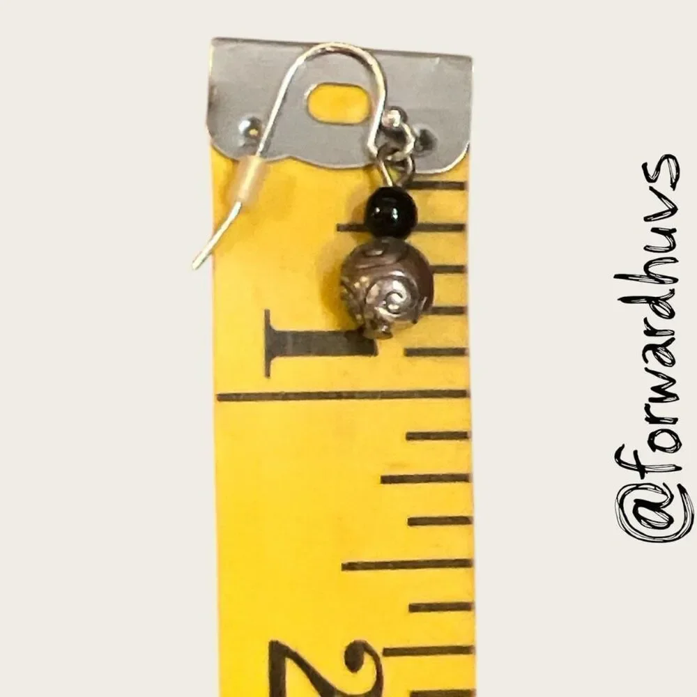 Bundle Sale 3 for $15 | Dangle Earrings – Swirl Bead & Black Accent Bead